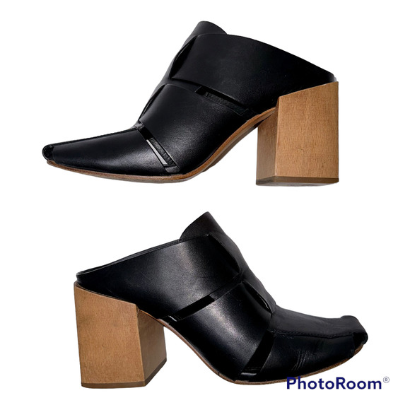 Donald Pliner Shoes - Donald Pliner Women's Black Lilia Mule Slip-On Block Wood Heel 6M